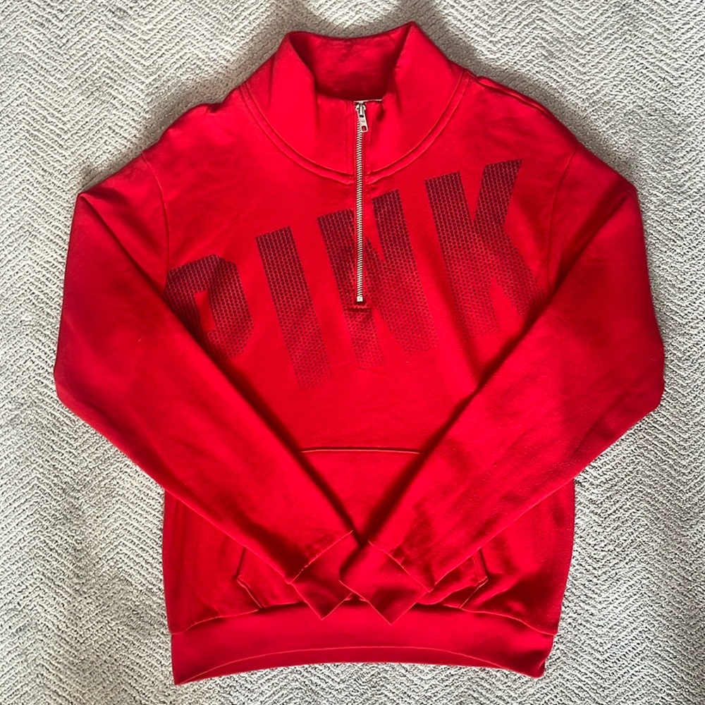 PINK Red Quarter Zip (size s)